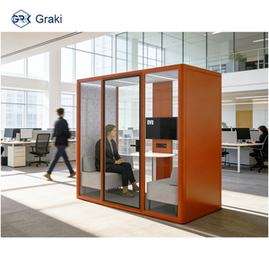 Graki SL Modell Moderne Aluminium-Legierung Modulare Besprechungskabine Sofa-Bett Stauraum 2-Personen-Konferenzraum Lärmreduzierung Exzellent - Product Image 4