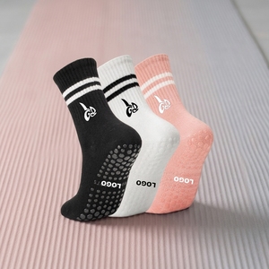 Calze da Pilates/Yoga a tubo sottili in cotone di alta qualità, antiscivolo, da donna, personalizzabili con logo, stampa logo sul fondo, primavera - Product Image 6