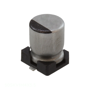 Condensador de Montaje Superficial de Canal del Fabricante, 1 uF, Aluminio, 1UF, 20%, 50V, SMD, 50SKV1M4X5.5 - Product Image 1