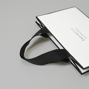 Bán Buôn/Biểu Tượng Tùy Chỉnh Lễ Hội Màu Trắng Với Màu Đen Rim Giấy Quà Tặng Túi Mua Sắm Túi Giấy Màu Đen Rim Trắng Giấy Mua Sắm Túi - Product Image 3