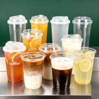 Gobelet jetable personnalisé en plastique PP PET transparent de 16 oz pour jus, boissons, smoothies, à emporter, réutilisable, avec couvercle, Matcha