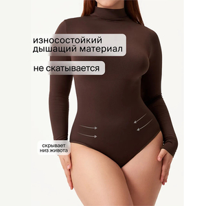 Body de manga larga <span class=keywords><strong>con</strong></span> cuello alto, Tanga sin costuras, realce de glúteos, entrepierna abierta <span class=keywords><strong>con</strong></span> ganchos, moldeador de cuerpo para mujer - Product Image 4