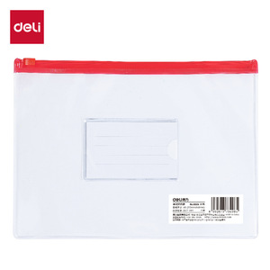 Deli Zipper Bag A5 Transparent Document Storage File Organizer Office Stationery Bag Rectangle Shape Neatening Travel Use - Product Image 1