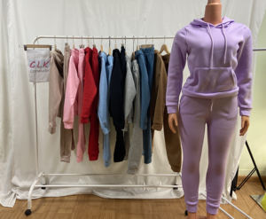 เซ็ตกางเกงสองชิ้นสำหรับผู้หญิงเซ็ต2ชิ้นเสื้อฮู้ดผ้าฟลีซกันหนาวแขนยาวเสื้อฮู้ดและกางเกงวอร์มสำหรับผู้หญิง - Product Image 3