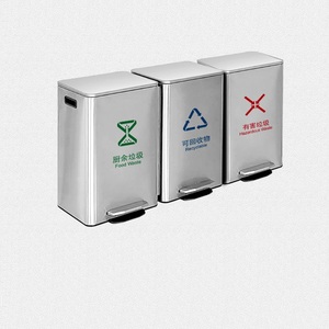 Stainless Steel classified garbage can Kitchen 2 in 1 Recycle trash can Waste Bin Storage Garbage Bin
