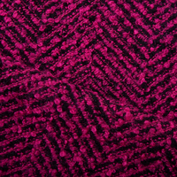 Tissu Tweed Fantaisie Bouclé Chevron Rose Fuchsia Noir Blanc de Haute Qualité pour Manteau Lourd, Veste, Blazer, Costume