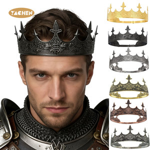 Corona da Re YACHEN in Metallo per Uomo, Tiara Antica Dorata per <span class=keywords><strong>Feste</strong></span> <span class=keywords><strong>a</strong></span> <span class=keywords><strong>Tema</strong></span> e <span class=keywords><strong>Accessori</strong></span> per Costumi - Product Image 1