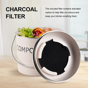 <span class=keywords><strong>Mini</strong></span> <span class=keywords><strong>poubelle</strong></span> de Table 5L sans odeur, bac à composter de cuisine en acier inoxydable avec couvercle filtrant KBR001 - Product Image 3