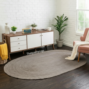 Precio al por mayor Alfombra ovalada de yute Alfombra India trenzada hecha a mano Alfombra de área ecológica natural Alfombra de piso vintage bohemio Decoración del hogar de granja - Product Image 1