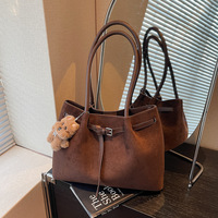 Sac fourre-tout rétro en daim simple pour femme, nouvelle collection automne 2025, grande capacité, sac à bandoulière tendance