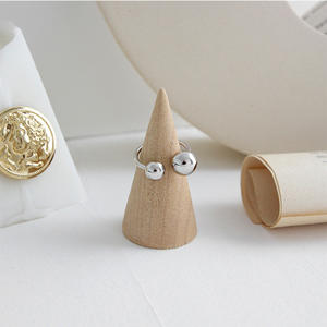 WMJA350 çift top boncuk açık bant yüzük gümüş ayarlanabilir Minimalist söz nişan alyanslar moda takı - Product Image 6