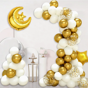 DAMAI - Juego de Globos de Aluminio con Forma de Luna y Estrella Doradas para Eid Mubarak, Fondo de Castillo para Decoración de Fiestas del Festival de Ramadán - Product Image 4
