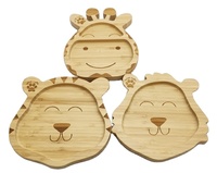 Assiette à repas pour bébé en bambou, assiettes à ventouse pour enfants et tout-petits, assiette divisée, plats d'alimentation avec fourchette et cuillère en silicone