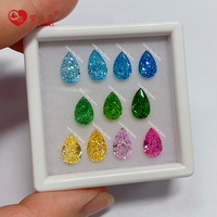 En stock – Zircon cubique 5A+ taille « glace pilée » en forme de poire, plusieurs couleurs, pierres précieuses en vrac pour la fabrication de bijoux
