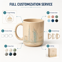 Mug souvenir anti-fuite en porcelaine fine de Dubaï, Émirats arabes unis, Burj Khalifa, avec cuillère, motif skyline, compatible micro-ondes et lave-vaisselle, thème monument