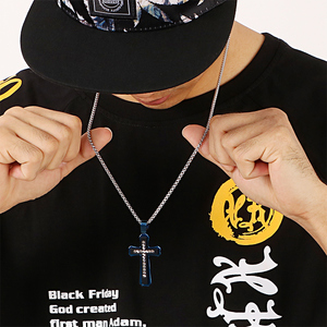 KALEN croce ciondolo oro nero in acciaio inox gioielli zircone <span class=keywords><strong>collana</strong></span> per gli uomini - Product Image 2