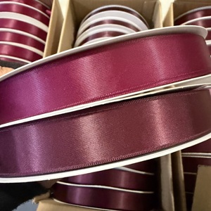 Pita Satin Dua Sisi Warna Burgundy <span class=keywords><strong>Pink</strong></span> Biru Ukuran 7/8 inci (22mm) Langsung dari Pabrik OKAY - Product Image 3