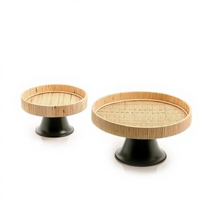 ถาดรองหวายพร้อมฐานโลหะสีดำอุปกรณ์เสริมในโรงแรมถาดเสิร์ฟอาหารเช้า - Product Image 1