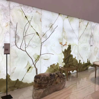 Panneau mural en onyx rétroéclairé pour décoration d'hôtel, dalle en pierre naturelle translucide en onyx blanc