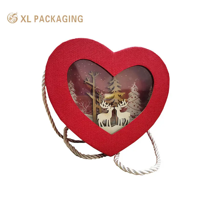 Luxus leere Schokoladen box rote Herzform benutzer definierte Design Geschenk boxen Deckel Basis Box Schokoladen verpackung für Weihnachten
