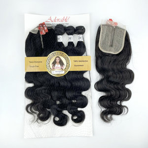 Meilleures ventes en ligne, Adorable, Cheveux synthétiques ondulés (Body Wave) avec mélange de fibres animales, 22, avec closure offerte - Product Image 4
