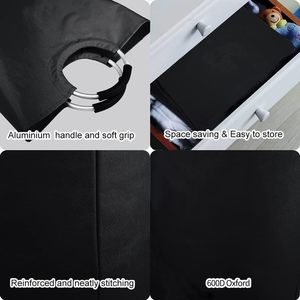 ตะกร้าผ้าขนาดใหญ่ทำจากผ้าอ๊อกซ์ฟอร์ด พร้อมหูหิ้วอะลูมิเนียม - Product Image 5