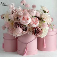 Aierflorist – Lot de 3 supports cylindriques portables pour fleuriste, avec laminage mat et gaufrage, design moderne et luxueux, écologique, pour événements