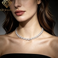 Collier tennis GF Jewelry de luxe, plaqué or 18 carats, résistant à l'eau et inaltérable, avec trèfle à quatre feuilles et diamant de laboratoire taille brillant, certifié IGI