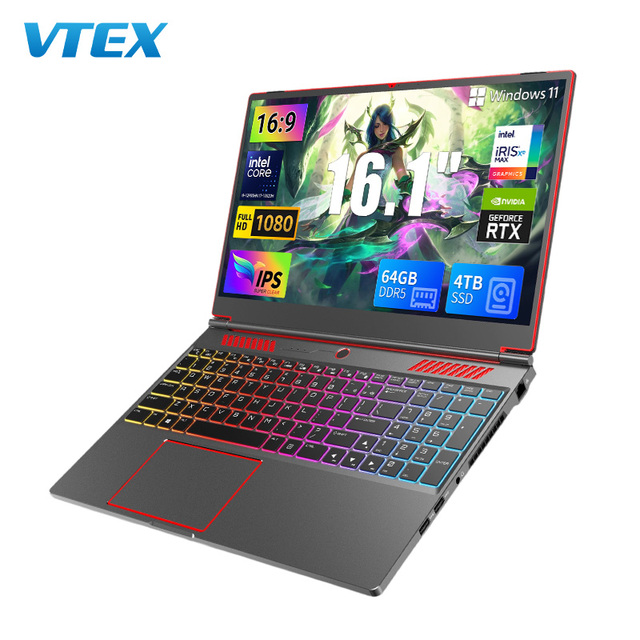 16.1"Gaming Laptop China Laptops Core I9 FHD 144Hz RTX4050 Metal Body Removable Breathing Logo 6400mAh Fingerprint Gaming Laptop