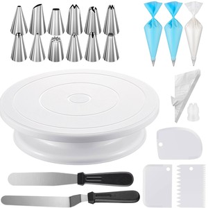 Juego de Utensilios para Hornear Duradero de 71 Piezas con Soporte Giratorio Suave y Cortador Nivelador de Pasteles para Uso Profesional - Product Image 2