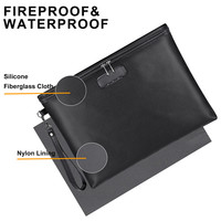 Sac à documents ignifuge personnalisable en silicone et fibre de verre à double fermeture éclair, logo personnalisé, en stock pour les assurances légales