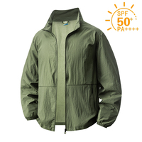 Veste de protection solaire UPF50+ pour homme avec logo personnalisé, 100% nylon, col roulé, fermeture éclair, coupe classique, écologique, légère