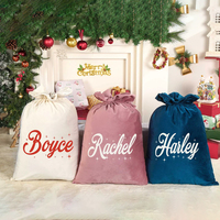 Bolsa de Terciopelo Cuadrada Personalizada de Lujo para Dulces de Navidad y Ramadán, con Nombres Sublimados, Saco de Santa, Gran Venta