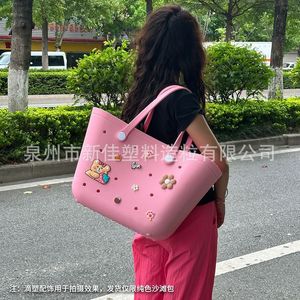 กระเป๋าโท้ทอีวาบีชสีทึบกันน้ำเปิดด้านบนดีไซน์ทันสมัยกระเป๋าถือผู้หญิงฤดูร้อน - Product Image 4