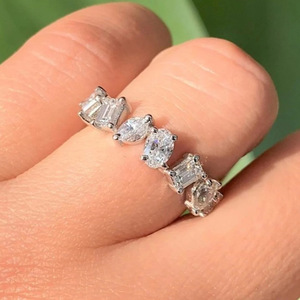 Anello di Fidanzamento Geometrico Classico per Donne, Forma Ovale Quadrata, Gioiello da Cerimonia, Accessorio Regalo - Product Image 4