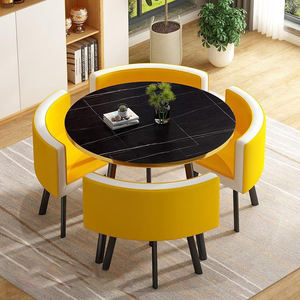 Muebles modernos para el hogar redondo mármol dorado Acero inoxidable <span class=keywords><strong>8</strong></span> plazas ahorro de espacio mesas de comedor juego de mesa de comedor - Product Image 6