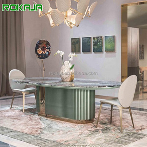 Mesa de Comedor Ovalada de Piedra Verde de Alta Gama, Estilo Italiano, para 6, <span class=keywords><strong>8</strong></span> o <span class=keywords><strong>10</strong></span> Personas, Mesa de Comedor Grande de Lujo para Villa o Restaurante, Mesa de Mármol - Product Image 1