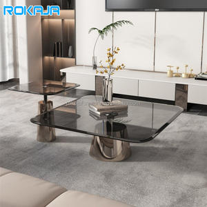 โต๊ะ<span class=keywords><strong>กาแฟ</strong></span>ด้านข้างทำจากแก้วใสโต๊ะกาแฟสแตนเลสสตีลสีเงินตั้งโต๊ะตรงกลางโต๊ะวิลล่าห้องนั่งเล่นทรงกลม - Product Image 1
