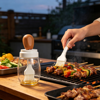 Bouteille Distributrice d'Huile en Verre avec Brosse à Badigeonner en Silicone Intégrée – Gadget de Cuisine pour Cuisson, Pâtisserie et Barbecue – Offre Spéciale