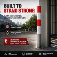 Columna Metálica de Seguridad Vial, Poste de Barrera Reflectante de Advertencia Fija, Bolardo de Acero Inoxidable para Estacionamiento