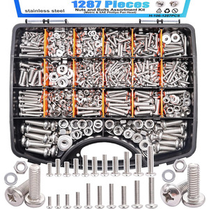 Sae And Metric <b>Bolts</b> Kit 1287Pcs 304 Stainless Steel Phillips Pan Head Screws Nuts Set For General Use - Product Image 4