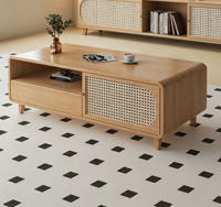 Table basse et meuble TV au design moderne et épuré, en bois écologique, pour la maison et l'hôtellerie, idéal pour les petits appartements et salons.