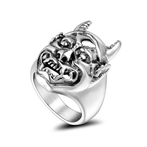 แหวนหน้าปีศาจหัวกระทิงสำหรับผู้ชาย ไทเทเนียมสตีล สไตล์พังก์ รุ่น SA795 ของขวัญ - Product Image 1