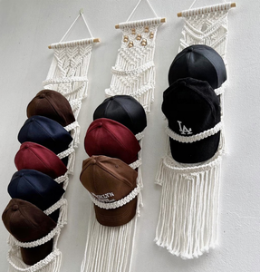 Colgador organizador de sombrero de macramé bohemio de granja bohemio de gran oferta para exhibición de pared - Product Image 4