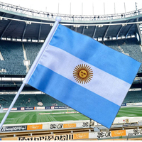 Drapeau de l'Argentine Coupe du Monde 2026 - 30x45cm, résistant aux plis, en polyester, à manivelle, imperméable