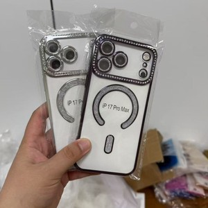Funda Magnética Transparente en Forma de C para Teléfono, con Brillantina y Pedrería, Marco Electrochapado, para iPhone 17 16 Pro Max - Product Image 5