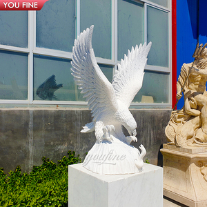 Gran jardín al aire libre animales clásico blanco tallado a mano piedra escultura mármol águila estatua - Product Image 1