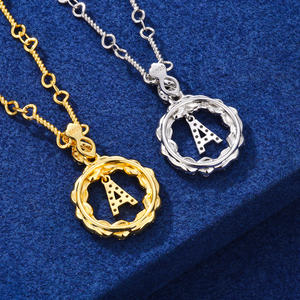 Moda Moissanite inicial a colgante collar 925 plata esterlina VVS diamante redondo Halo círculo joyería colgante para hombres y mujeres - Product Image 3