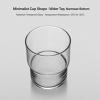 Gobelet en verre trempé empilable en gros, 220 ml, 300 ml, pour café, whisky, jus, eau, pour hôtel, café, usage domestique quotidien