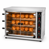 Rôtissoire à poulet à trois tiges en verre trempé avec fenêtre de visualisation pour buffet d'hôtel, cuisine compacte de restauration